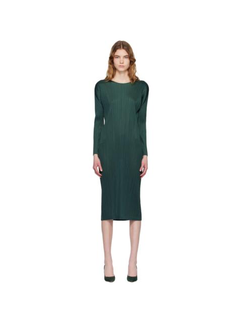 Pleats Please Issey Miyake Green Monthly Colors December Midi Dress