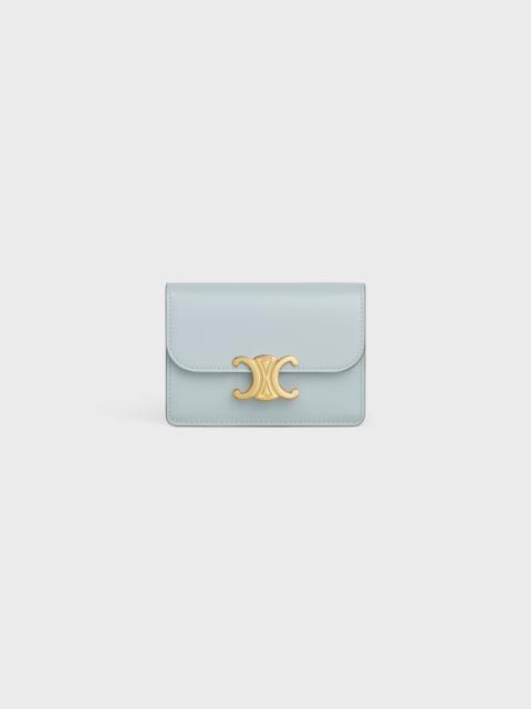 CELINE CARD HOLDER WITH FLAP TRIOMPHE IN Shiny calfskin