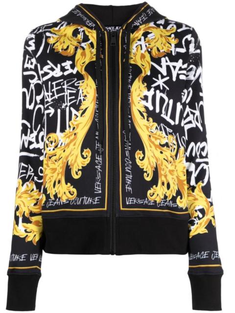 VERSACE JEANS COUTURE graffiti-print zip-up hoodie