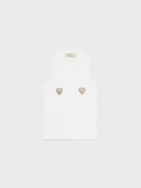 Blumarine TANK TOP WITH RHINESTONE HEART EMBROIDERY