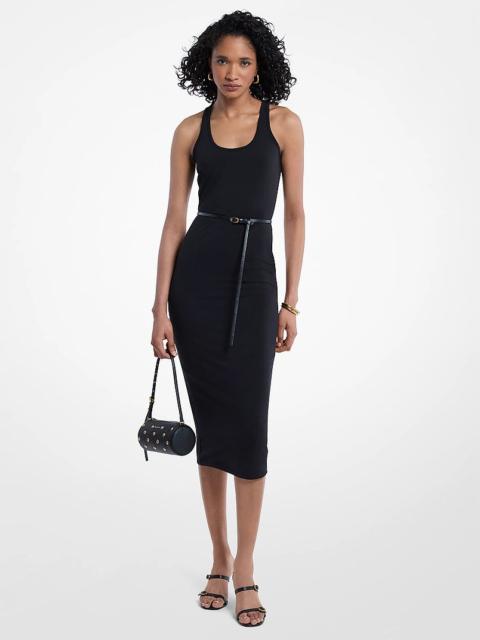 MICHAEL KORS Belted Stretch Matte Jersey Racerback Tank Dress