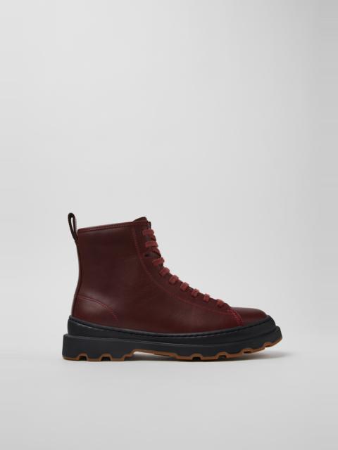 CAMPER Brutus+ Burgundy Leather Ankle Boots for Women.