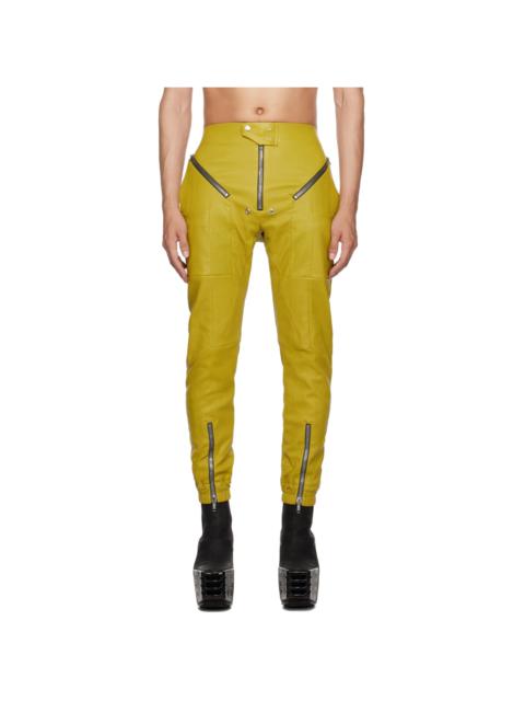 Rick Owens Green Easy Strobe Leather Cargo Pants | REVERSIBLE