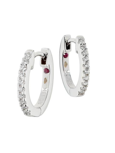 ROBERTO COIN Women's Tiny Treasures Small 18K Yellow Gold, Ruby & 0.09 TCW Diamond Huggie Earrings - White Gold