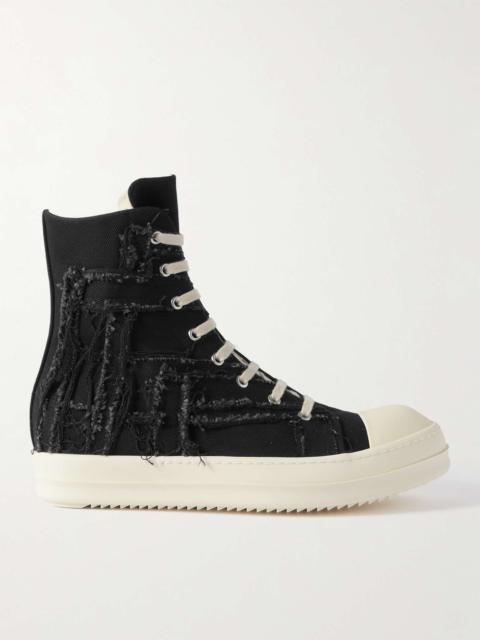 Distressed Denim High-Top Sneakers