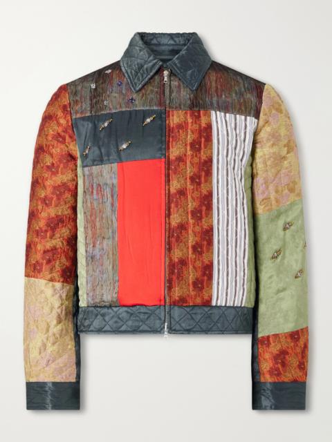 Dries Van Noten Embellished Patchwork Canvas and Jacquard Blouson Jacket
