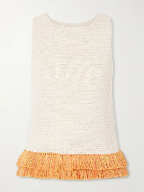 ESCVDO Amada fringed crocheted cotton tank Ivory