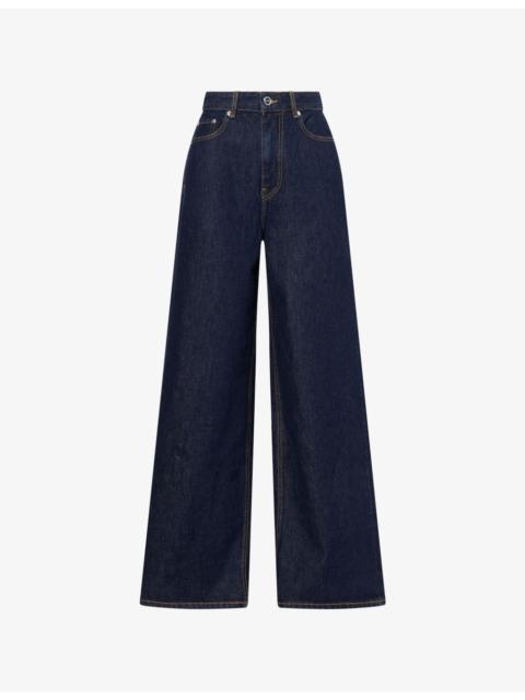 GANNI Wide-Leg Contrast-Stitch Denim Jeans