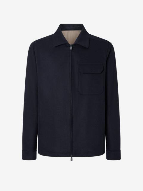 Blue wool and stretch cashmere jacket