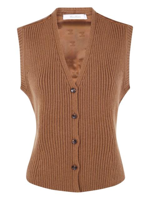 V-neck ribbed-knit vest