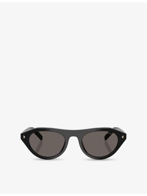 Prada PR B15S Oval-Frame Acetate Sunglasses