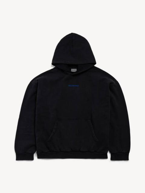 BALENCIAGA Men's Balenciaga Back Medium Fit Hoodie in Faded Black /blue