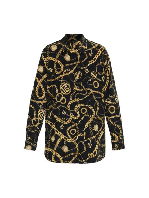 Balmain chain-print button-up shirt