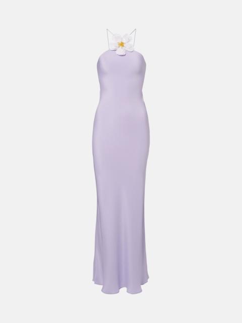 RODARTE Floral-appliqué silk crêpe maxi dress