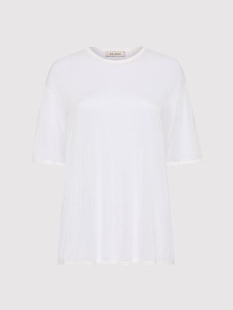 ST. AGNI Sheer Oversized Tee - White