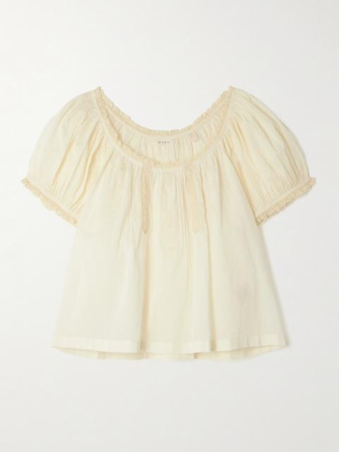 DÔEN Frederica Lace-trimmed Organic Cotton-voile Blouse