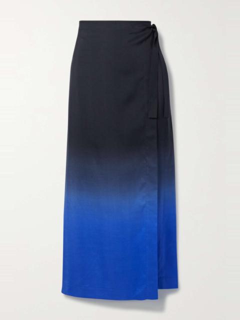 The Row Kawa asymmetric dégradé silk wrap skirt