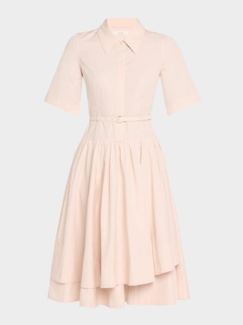 CO Short-Sleeve Belted A-line Dress