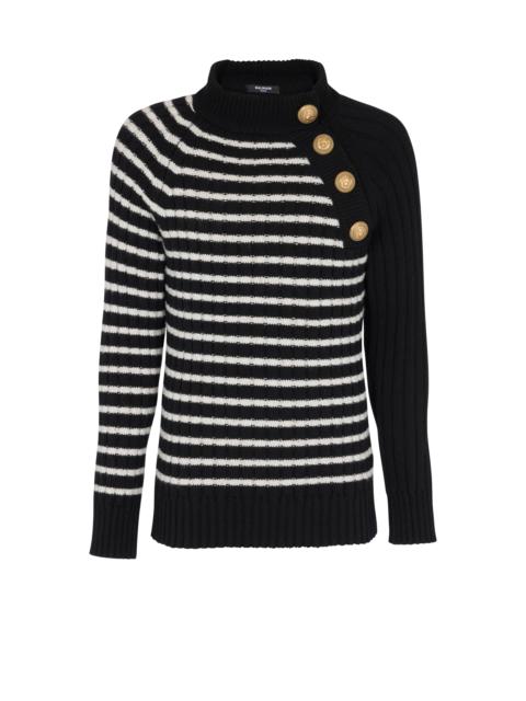 Striped jumper with golden buttons