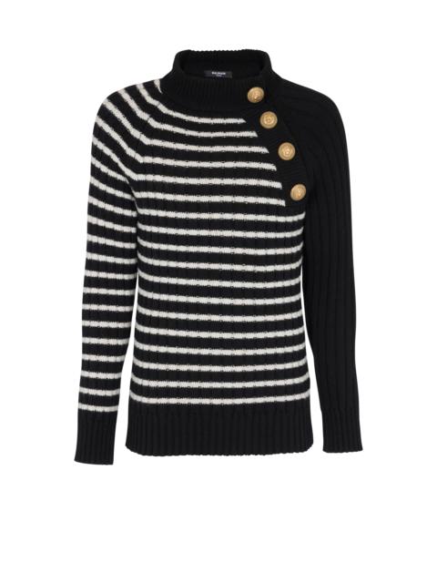 Balmain Striped jumper with golden buttons