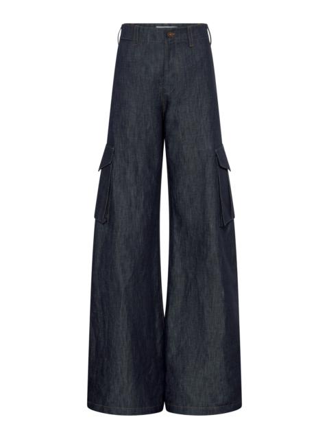 GABRIELA HEARST Eos Barrel-leg Cargo Pant in Recycled Cotton Linen Denim