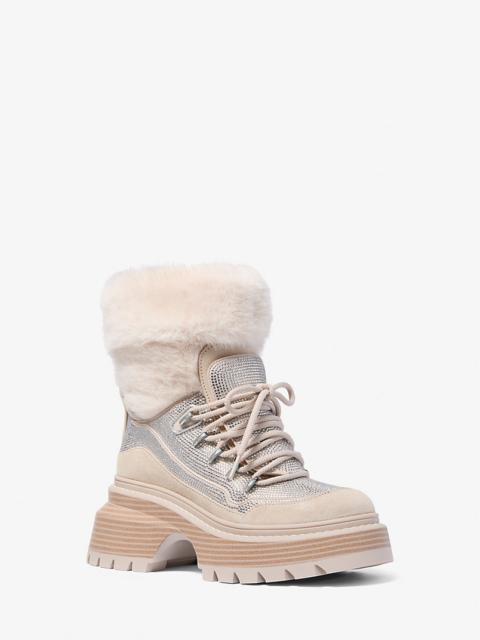 MICHAEL KORS Shiloh Embellished Mixed-Media Boot