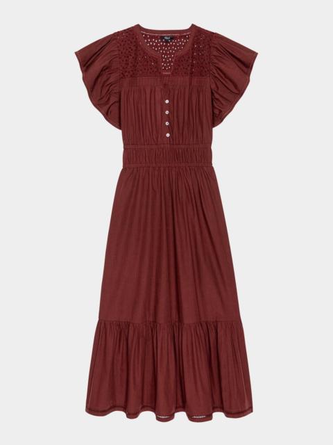 Rails Gianna Eyelet Flutter-Sleeve Midi Dress