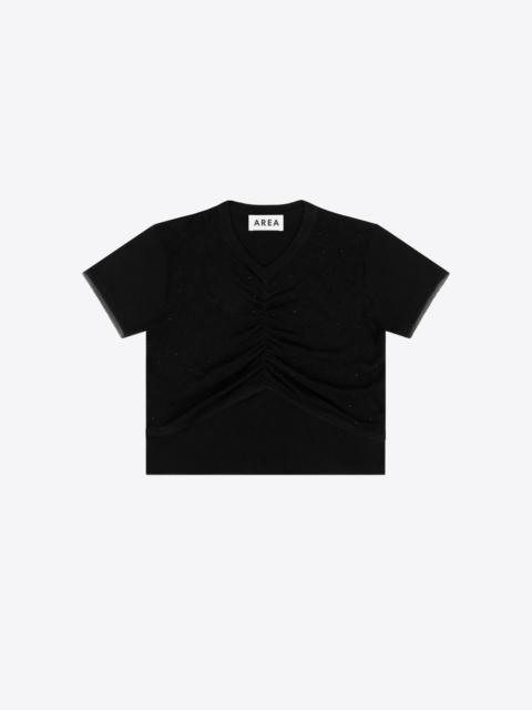 AREA GIRLY RIB KNIT SHORT SLEEVE TOP