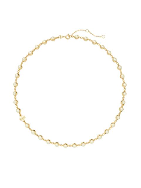 TORY BURCH Women's Moondance Goldtone & Imitation Pearl Necklace - Light Brass Pearl