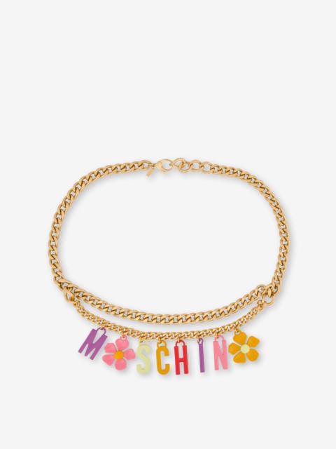 Moschino FLOWER LETTERING CHARM CHAIN BELT