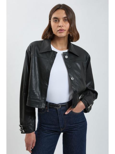 KAREN MILLEN Faux Leather Tab Detail Bomber