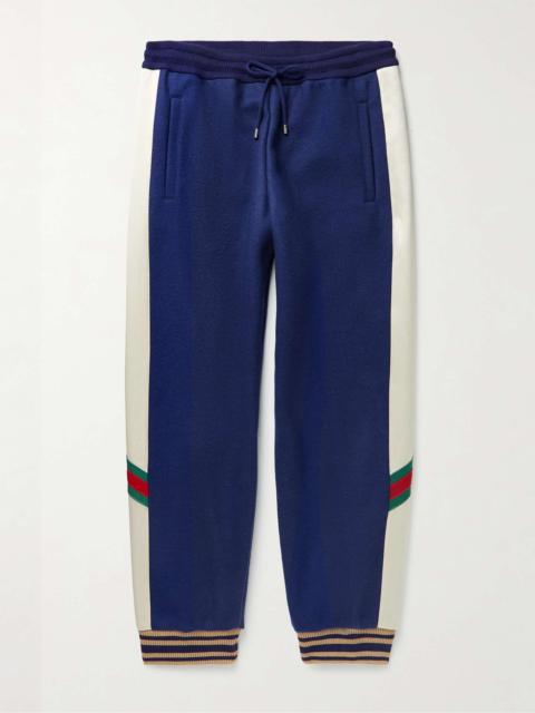 GUCCI Tapered Logo-Appliquéd Wool-Jersey and Satin Track Pants