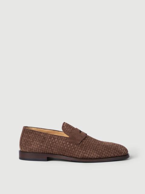 Brunello Cucinelli Braided suede penny loafers