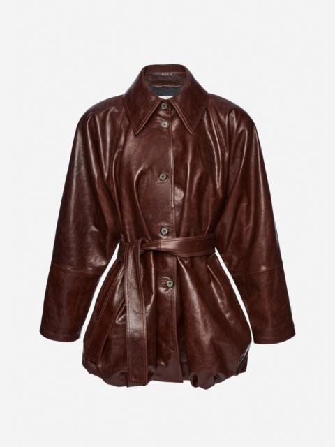 MAGDA BUTRYM Bubble hemline leather jacket in brown