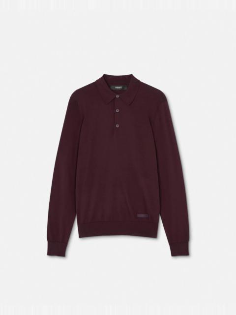 VERSACE Silk-Blend Long-Sleeved Polo Shirt
