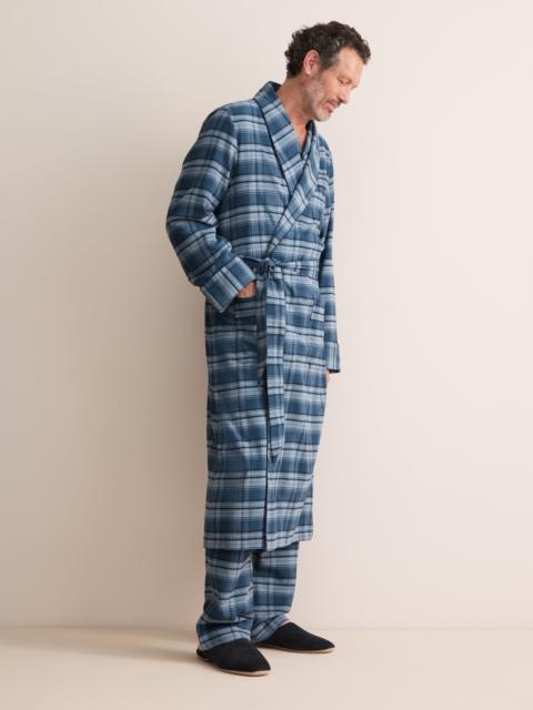 Derek Rose Kelburn Brushed Cotton Robe Blue Check