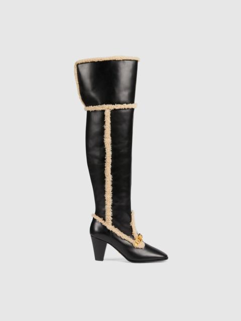 GUCCI Women's over-the-knee boot with chain