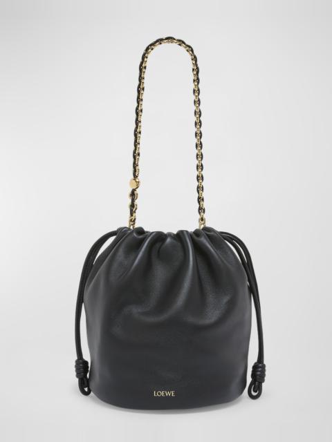 x Paula’s Ibiza Flamenco Bucket Bag in Napa Leather with Chain