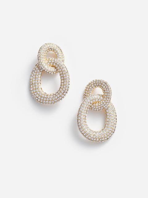 self-portrait Gold Crystal Link Earrings