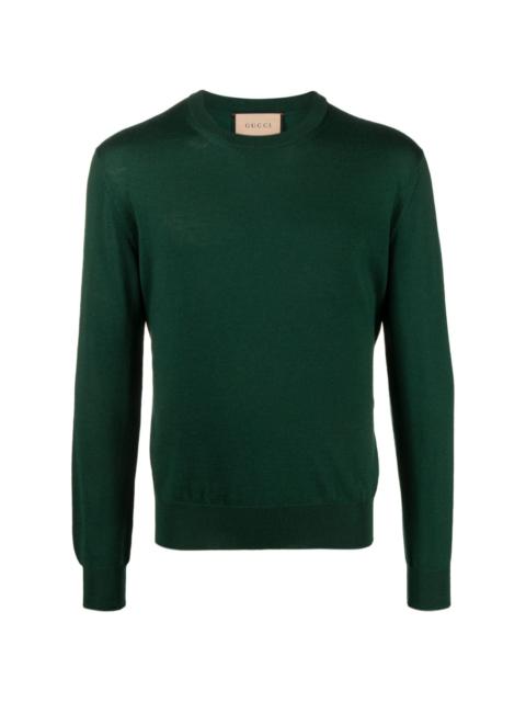 GUCCI embroidered-logo wool jumper