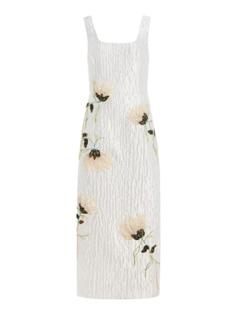 SIMKHAI Lilibeth Floral Jacquard Midi Dress white