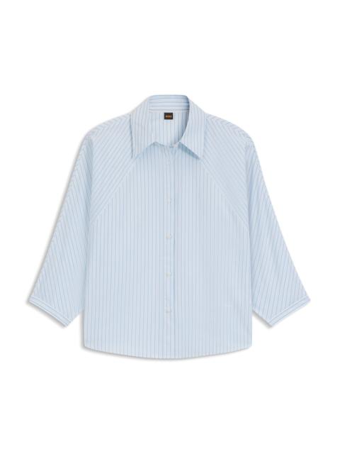 BOSS RELAXED-FIT BLOUSE IN STRIPED COTTON POPLIN
