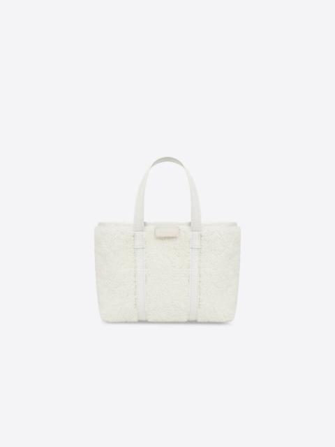 BALENCIAGA Women's Barbes Small East-west Shopper Bag In Shearling in White