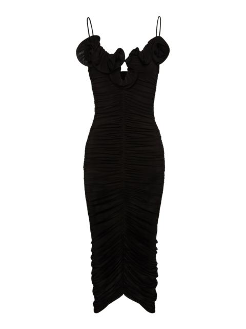 MAGDA BUTRYM Ruffled Bodycon Midi Dress black