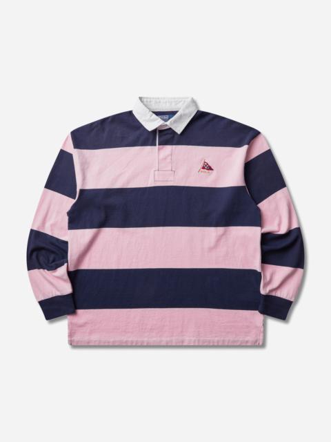 Polo Ralph Lauren Men's Big Fit Striped Jersey Rugby Shirt Newport Navy / Pink