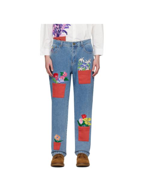 KidSuper Blue All Over Flower Pots Jeans