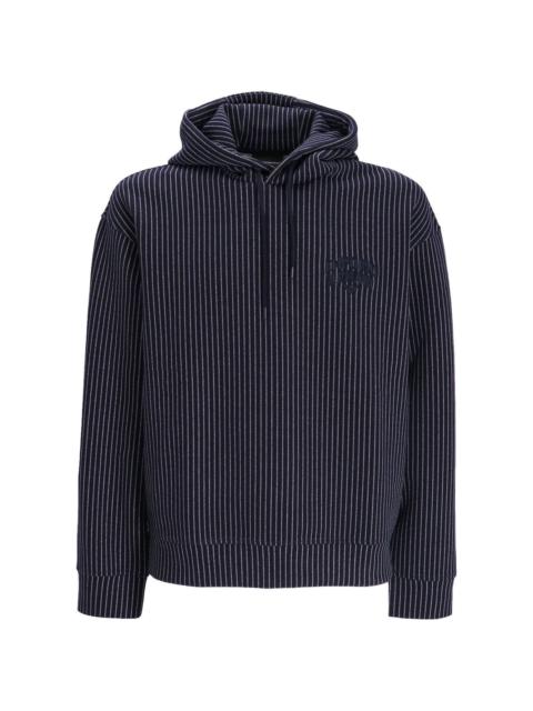 pinstriped embroidered logo hoodie