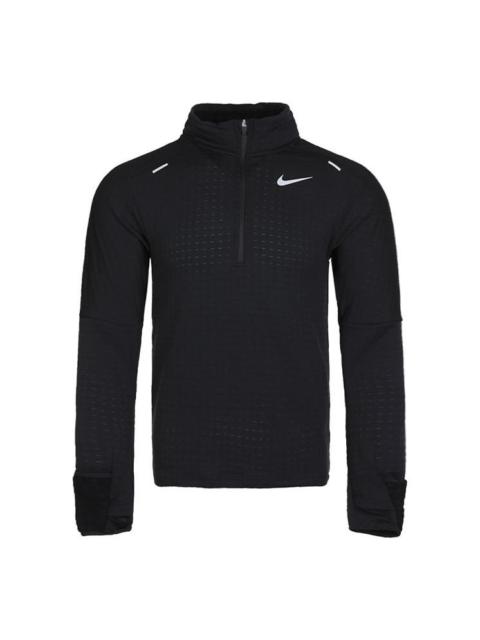 Nike Men's Nike Sphere Dri-FIT Half Zipper Fleece Stay Warm Running Training Long Sleeves Pullover Black
