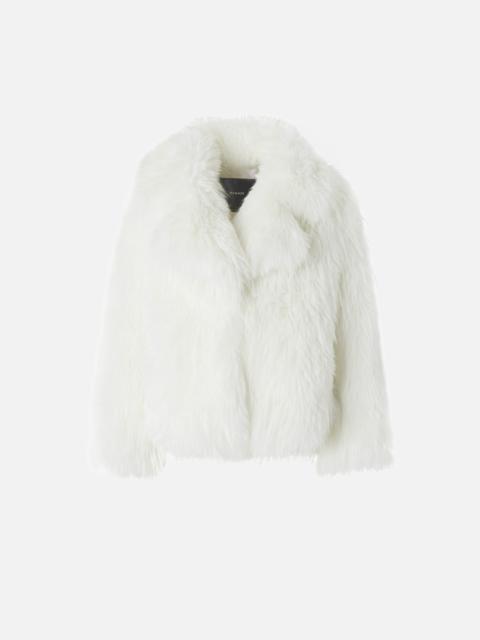 PINKO PEA COAT IN WHITE FAUX FOX FUR