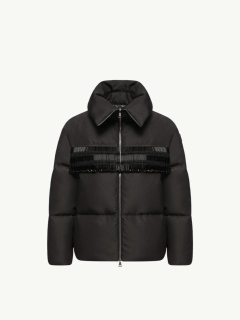 Moncler Manchot Beaded-Trim Mid-Length Down Jacket